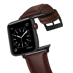 Wewoo Pour Apple Watch séries 5 et 4 40 mm / 3 et 2 et 1 38 mm huile bracelet en cuir cire véritable rouge brun pas cher