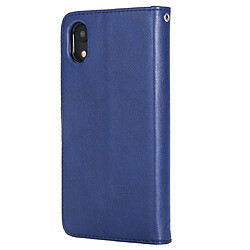 Avis Wewoo Housse Coque Pour iPhone XR Étui de protection à rabat horizontal de couleur unie avec support et fentes cartes et portefeuille et cadre photo et lanière bleu