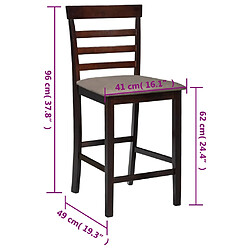 vidaXL Tabourets de bar lot de 2 Marron Tissu pas cher