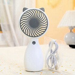 (Blanc) Ventilateur Rechargeable Usb Portable Pour Oreilles De Chat Avec Modes De Vent Fort Réglables