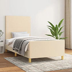 Maison Chic Lit adulte - Cadre Structure de lit avec tête de lit Contemporain Crème 90x200 cm Tissu -MN61272