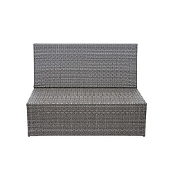 Decoshop26 Canapé 2 places en polyrotin gris banquette de jardin lounge 120cm avec coussins gris foncé 04_0004190