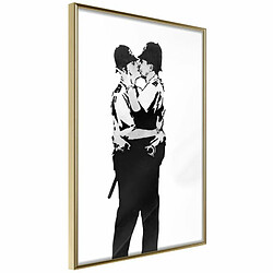 Paris Prix Affiche Murale Encadrée Banksy Kissing Coppers I 20 x 30 cm Or