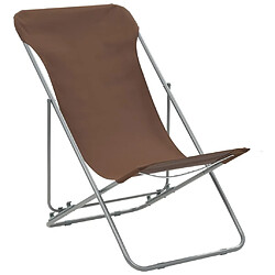 Maison Chic Lot de 2 Chaises de plage pliables | Chaises Relax d'extérieur Acier et tissu oxford Marron -GKD35936