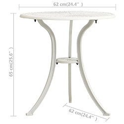 vidaXL Table de jardin Blanc 62x62x65 cm Aluminium coulé pas cher