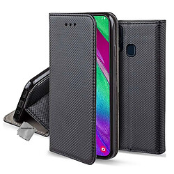 Htdmobiles Housse etui portefeuille pour Samsung Galaxy A20e + film ecran - NOIR MAGNET