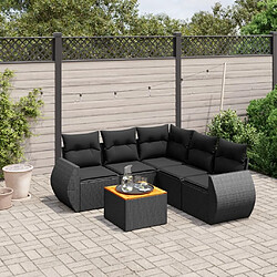 Maison Chic Salon de jardin 6 pcs avec coussins | Ensemble de Table et chaises | Mobilier d'Extérieur noir résine tressée -GKD99202