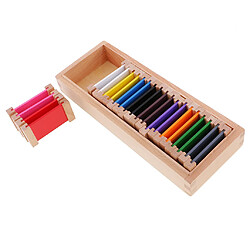 11pcs Porte-crayons de Couleur Différent + Set de Boîte avec Carte Coloré en Bois - Montessori Jouet Réveils Educatifs pour Enfant