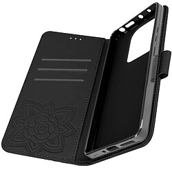 Avizar Étui Papillon Mandala pour Redmi Note 13 Pro Portefeuille Dragonne Noir