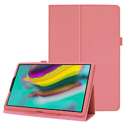 Etui en PU texture litchi avec support de couleur rose pour votre Samsung Galaxy Tab S5e SM-T720