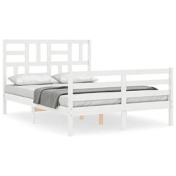 Maison Chic Cadre/structure de lit avec tête de lit pour adulte - Lit Moderne Chambre blanc double bois massif -MN43332