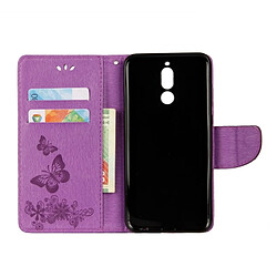 Acheter Wewoo Housse Étui Violet pour Huawei Mate 10 Lite Vintage Floral Motif de papillon en relief flip en cuir avec fente carte et titulaire portefeuille lanière