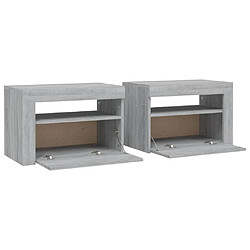 Maison Chic Lot de 2 Tables de chevet,Table de nuit,Table d'appoint pour salon avec LED sonoma gris 60x35x40 cm -MN91402 pas cher