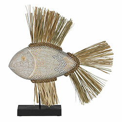 BigBuy Home Figurine Décorative Blanc Marron Naturel Poisson 57 x 12 x 60 cm