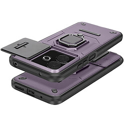 Avizar Coque pour Xiaomi Redmi 13 Bague Support Cache Caméra Coulissant Violet Foncé