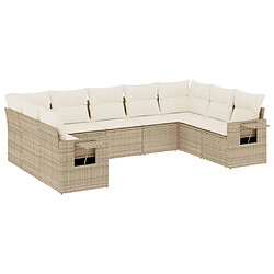 Maison Chic Salon de jardin avec coussins 9 pcs | Ensemble de Table et chaises | Mobilier d'Extérieur beige résine tressée -GKD36958