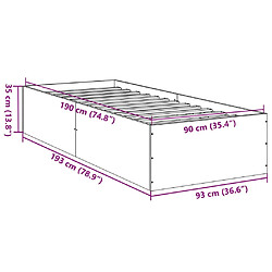 Vidaxl Cadre de lit chêne sonoma 90x190 cm bois d'ingénierie pas cher