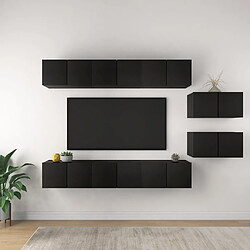 vidaXL Meubles TV 8 pcs Noir Bois d'ingénierie