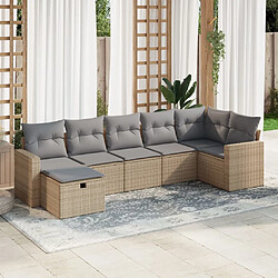 vidaXL Salon de jardin avec coussins 7 pcs beige résine tressée