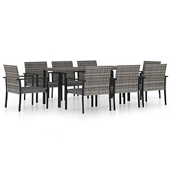 Salle à manger de jardin 9 pcs,Table et chaise à dîner Résine tressée Gris -MN12262