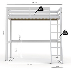 Avis Le Quai Des Affaires Lit mezzanine STUDIO 90x190 + 1 sommier / Blanc