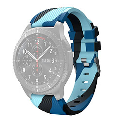 Bracelet en silicone camouflage vague en sergé de 22 mm bleu pour votre Samsung Gear S3 Classic/S3 Frontier/Xiaomi Haylou RT LS05s/RS3 LS04