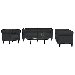 vidaXL Ensemble de canapés 3 pcs noir tissu