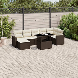 vidaXL Salon de jardin 8 pcs avec coussins marron résine tressée