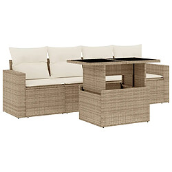 vidaXL Salon de jardin avec coussins 5 pcs beige résine tressée