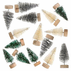 Rico 15 petits sapins de Noël décoratifs 5 cm - vert-gris-blanc