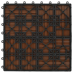 vidaXL Carreau de terrasse 11 pcs WPC 30 x 30 cm 1 m² Marron pas cher