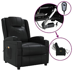 vidaXL Fauteuil électrique de massage Noir Similicuir