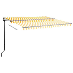 Acheter Maison Chic Store banne | Auvent rétractable de porte | Marquise Brise-soleil automatique avec poteaux 4x3m Jaune et blanc -GKD57394