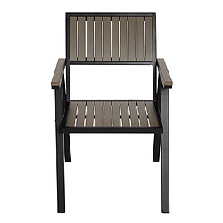 Acheter Mendler Lot de 2 chaises de jardin HWC-J95, chaise de balcon aluminium aspect bois~ structure noire, grise