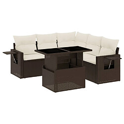 vidaXL Salon de jardin avec coussins 6 pcs marron résine tressée