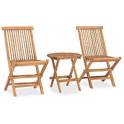 Avis Maison Chic Mobilier à dîner 3 pcs pliable de jardin avec coussins - Ensemble table et chaises d'extérieur - Salon/Mobilier de jardin classique Teck -MN32257