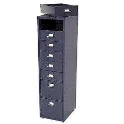 Decoshop26 Caisson à tiroirs armoire de bureau 110x28x41 cm 8 tiroirs en acier gris foncé 04_0008257