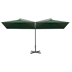 Helloshop26 Parasol double avec mât en acier 600 x 300 cm vert 02_0008438