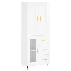 vidaXL Buffet haut Blanc brillant 69,5x34x180 cm Bois d'ingénierie