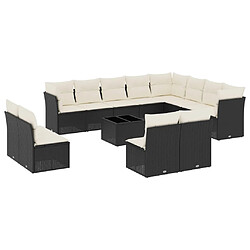 Maison Chic Salon de jardin avec coussins 13 pcs | Ensemble de Table et chaises | Mobilier d'Extérieur noir résine tressée -GKD55924