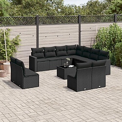 Maison Chic Salon de jardin 12 pcs avec coussins | Ensemble de Table et chaises | Mobilier d'Extérieur noir résine tressée -GKD99088