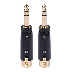 2x XLR Femelle à 1/4 Mâle Adaptateur, 6.35mm Stéréo Plug à XLR Femelle Audio Adaptateur Gender Changer Connecteur, Argent