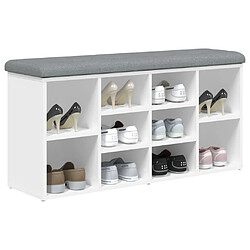 Decoshop26 Banc de rangement à chaussures blanc 102 x 32 x 50 cm bois d'ingénierie blanc DEC024829