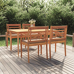 vidaXL Ensemble à manger de jardin coussins 5 pcs Bois de teck massif