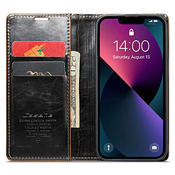 Etui en PU CASEME antichoc, rétro texture cireuse, fermeture magnétique avec support pour votre iPhone 13 6.1 pouces - marron