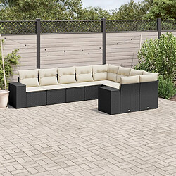 Maison Chic Ensemble Tables et chaises d'extérieur 9 pcs avec coussins,Salon de jardin noir résine tressée -GKD883564