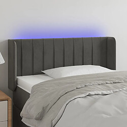 vidaXL Tête de lit à LED Gris foncé 93x16x78/88 cm Velours