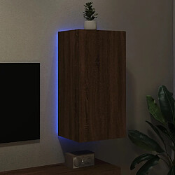 Avis Maison Chic Meuble TV mural, Banc TV avec lumières LED pour salon, Meuble de rangement chêne marron 40,5x35x80 cm -GKD47638