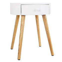 Helloshop26 Table basse de chevet avec tiroir blanc 19_0000341