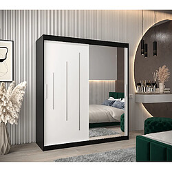 Abiks Meble Armoire YORK 2 À Portes Coulissantes 200/180/62 2 Portes (Noir/Blanc)